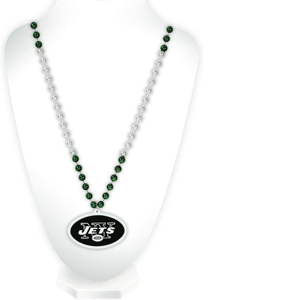 New York Jets Team Logo Mardi Gras Style Beads NWT